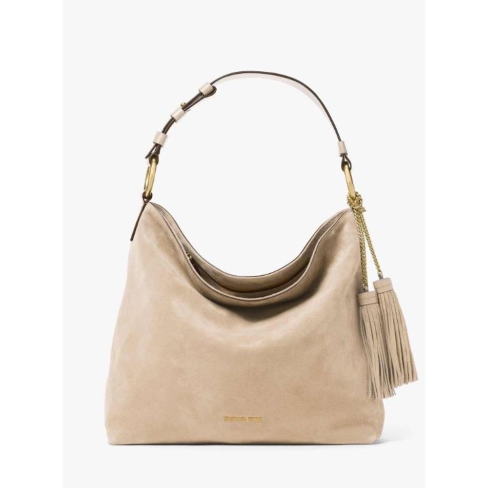 NWT Michael Kors Elyse Large Shell Suede Leather Shoulder Bag